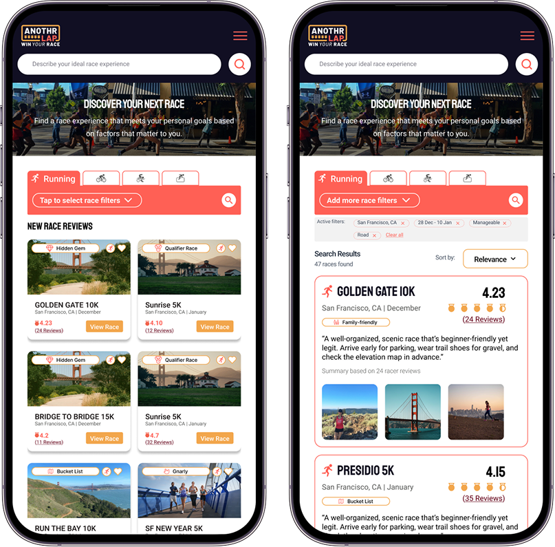 Discover races that meet your criteria